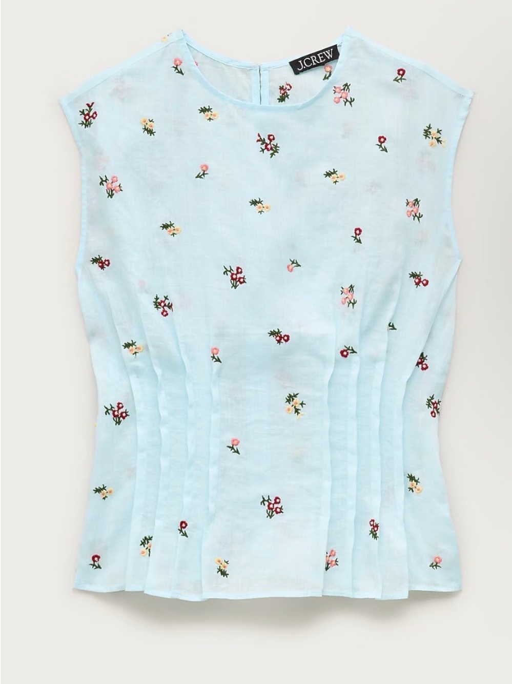 J.Crew Pintuck Shell Top Ramie Blue Embroidered Floral Romantic Sz 6 CT109 $148 - Picture 8 of 8